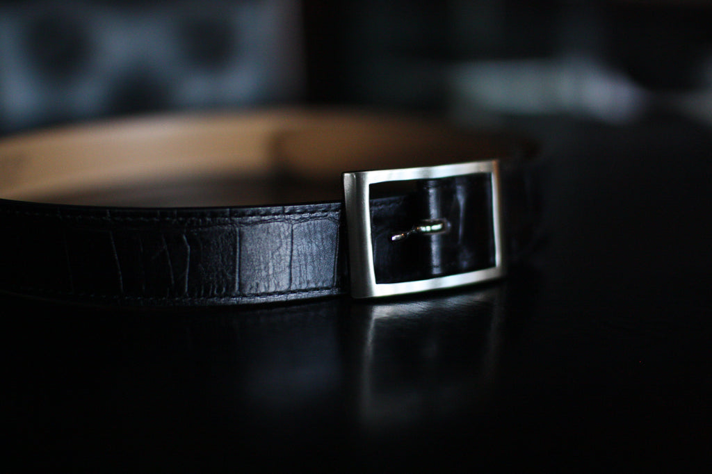 CROCO EMBOSSED LEATHER BELT